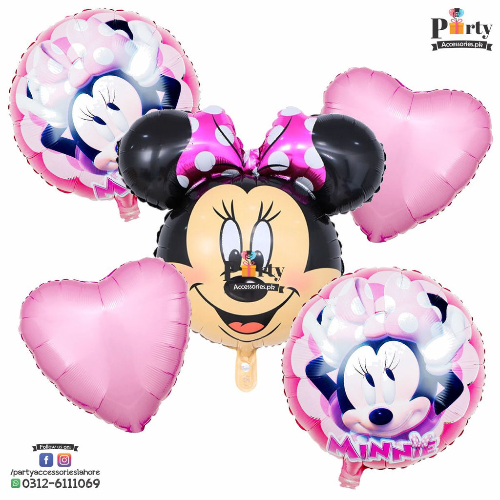 Minnie Mouse birthday theme foil balloons set