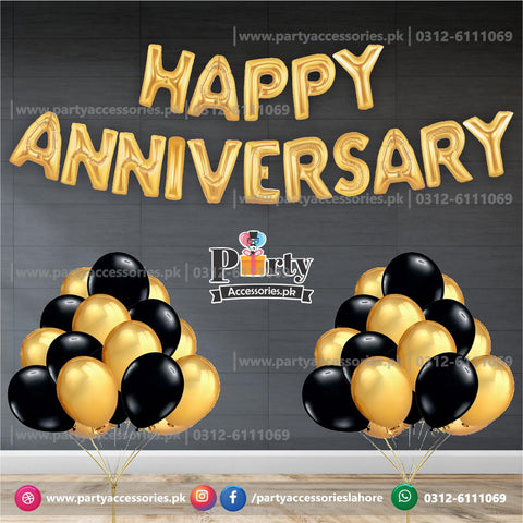 Happy anniversary golden foil balloon