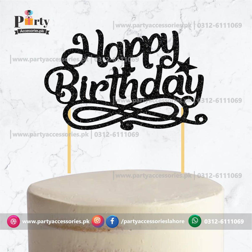 happy birthday cake topper black 