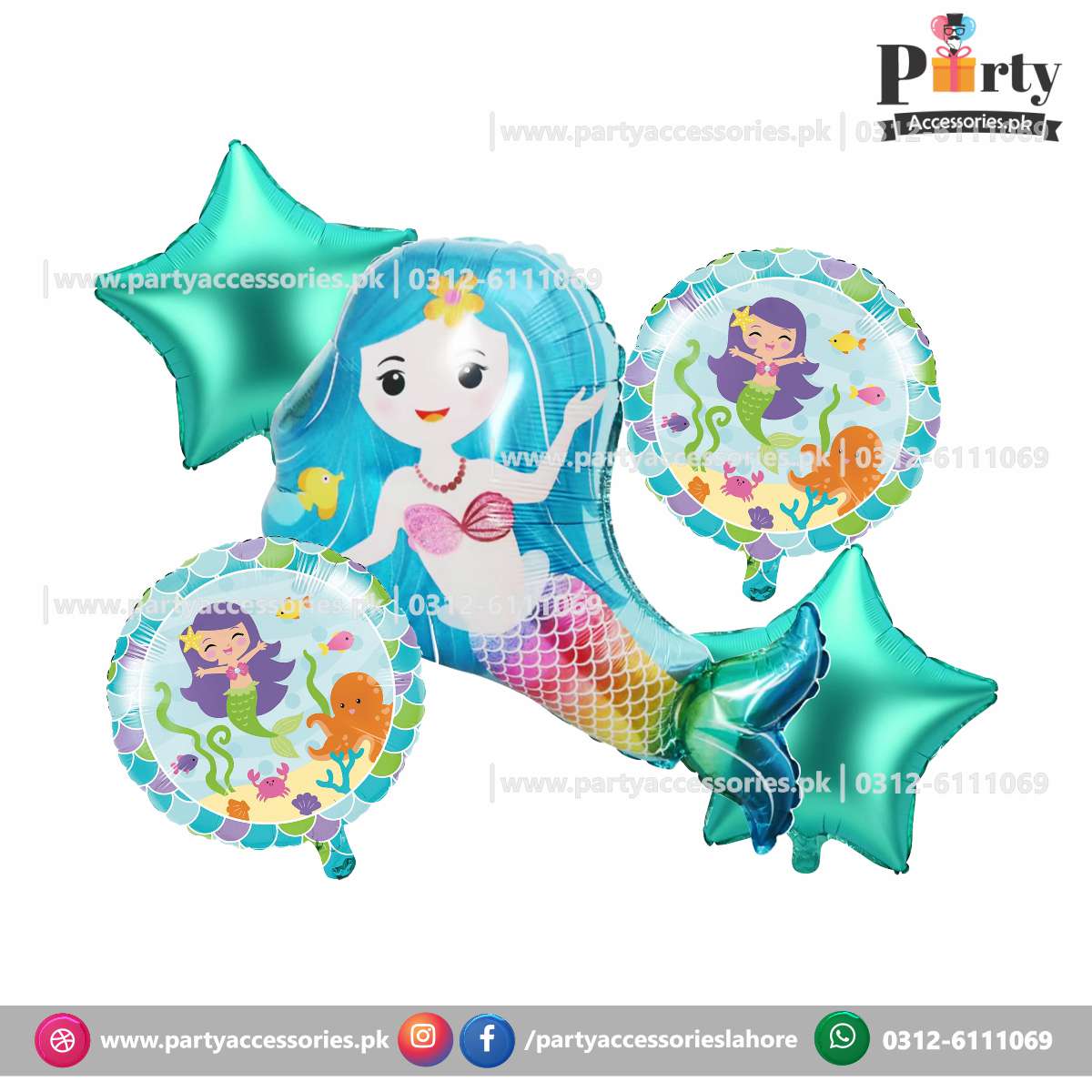 little mermaid theme foil balloons 