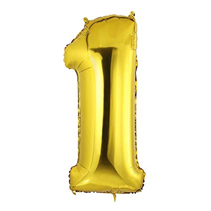 golden 1 number foil balloon