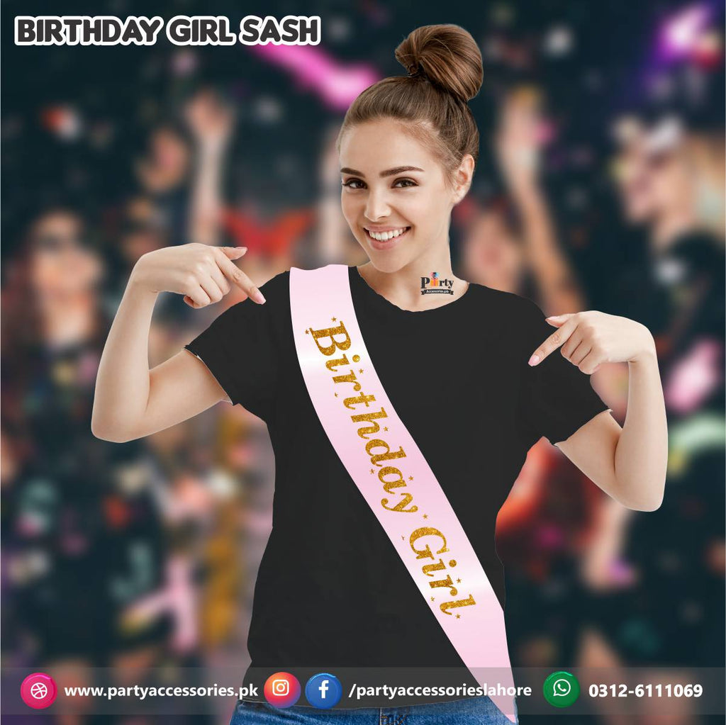 Birthday girl sash pink