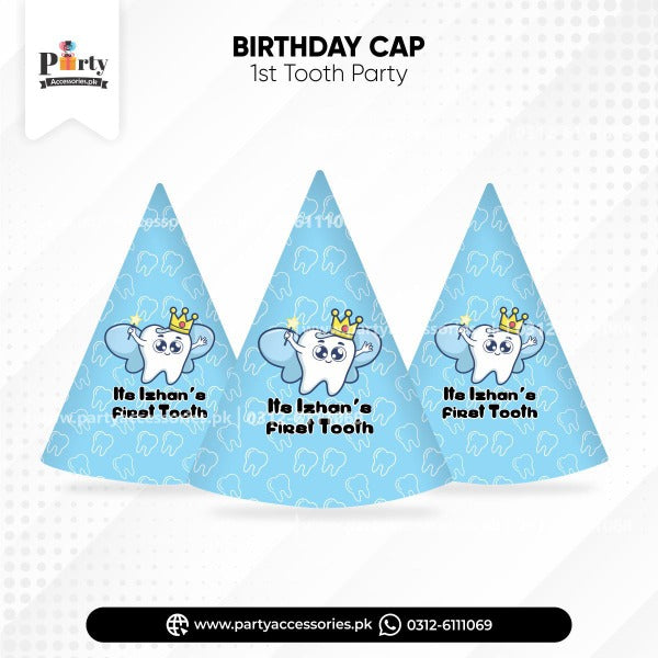 first tooth celebration cone cap for boy