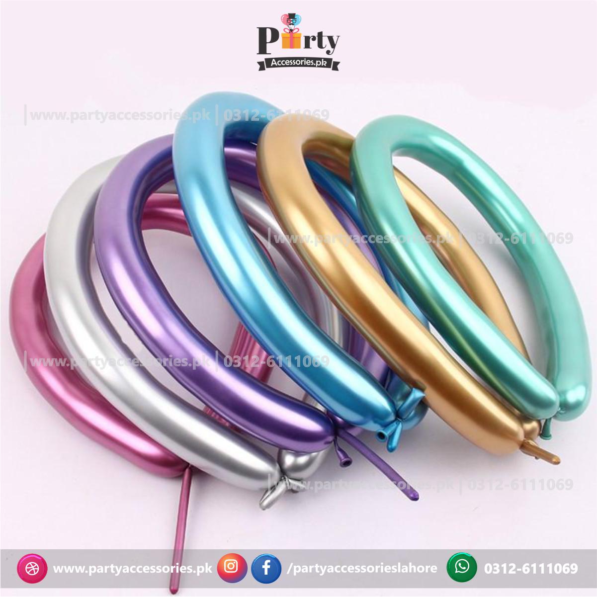 Long Strip tube shape magic twisting balloons in metallic chrome | Mix multi Colors chrome balloons