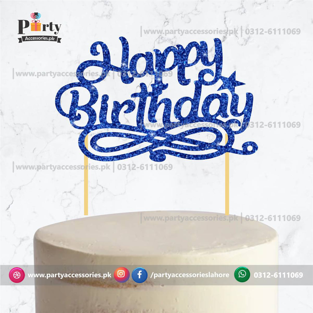 happy birthday cake topper blue