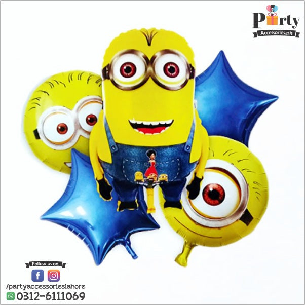 Minion theme birthday foil balloons set PACK OF 5