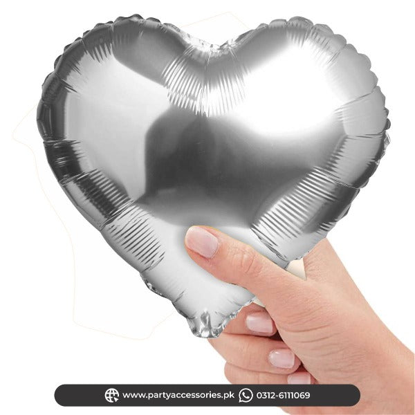 heart shape small foil balloons in silver