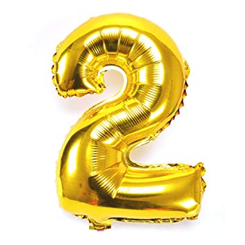 golden 2 number foil balloon