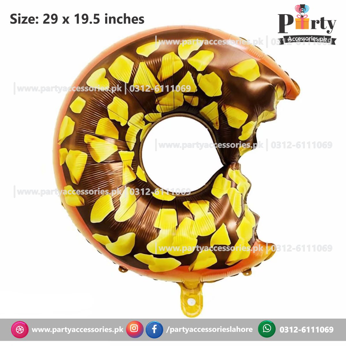 Donut shape exclusive Extra Large birthday foil balloon in brown for a donut theme party