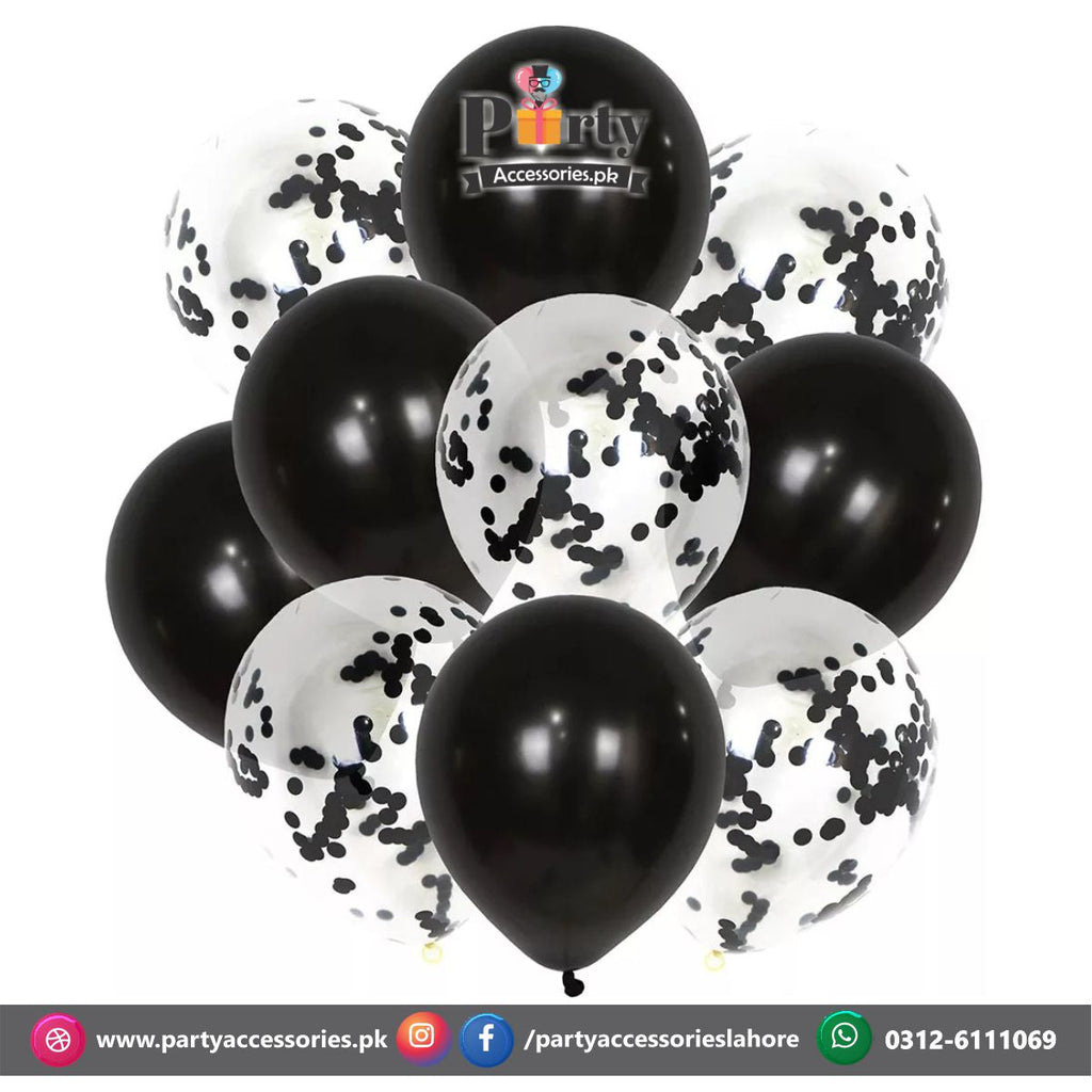 Black confetti balloons filled  set