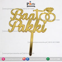 Baat Pakki cake topper in acrylic golden