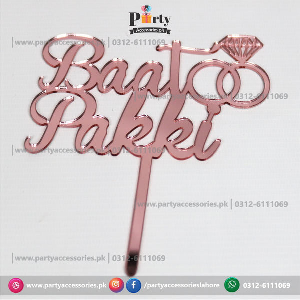 Baat Pakki cake topper Acrylic in Rose gold