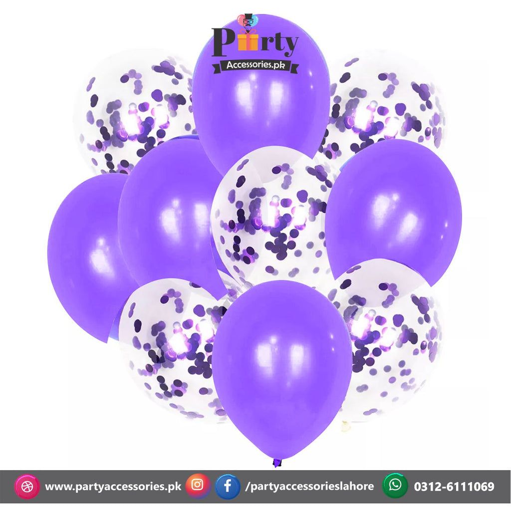 Purple Confetti balloon set