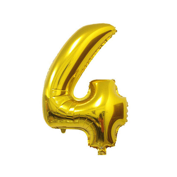 golden 4 number foil balloon