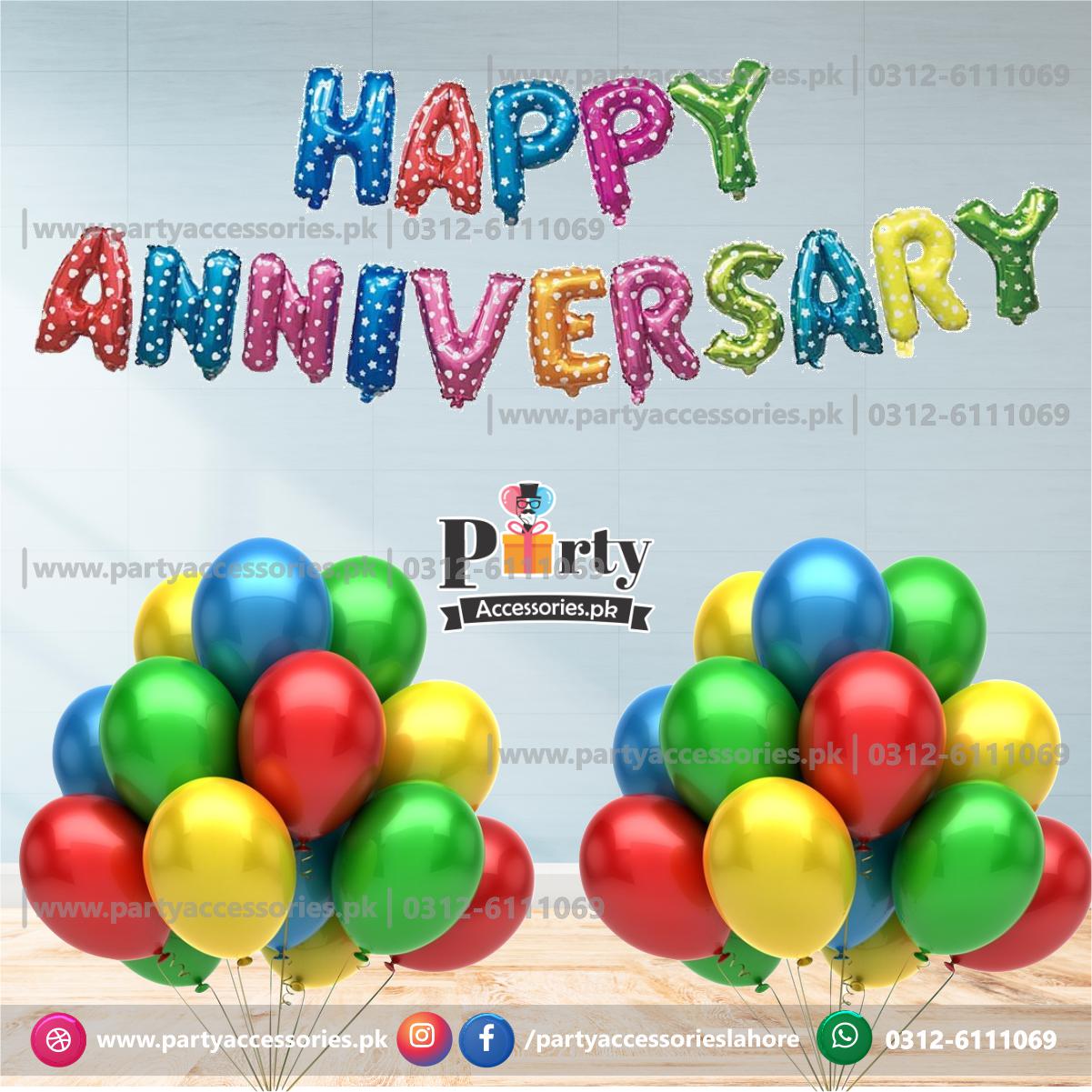 colorful happy anniversary foil balloons 