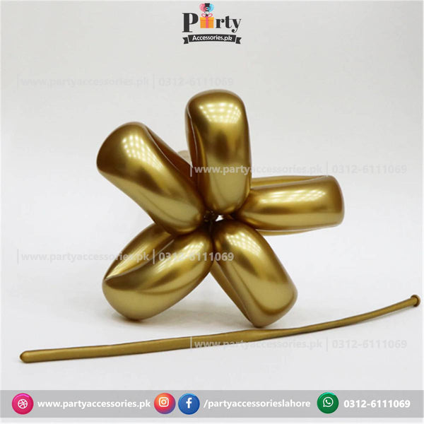 Long Strip tube shape magic twisting balloons in metallic chrome | Golden Colors chrome balloons