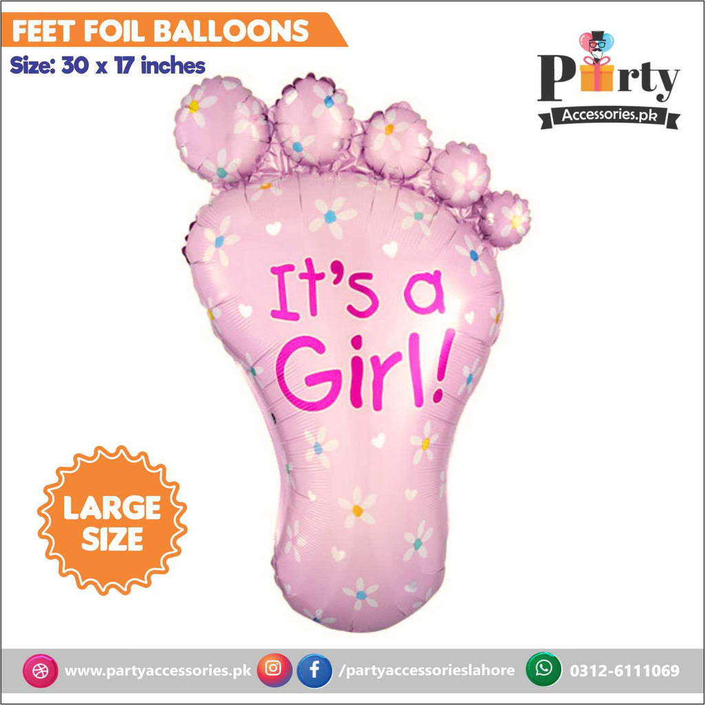 Premium quality Baby Shower Foot Shaped Giant Jumbo Balloon for Girls in Pink