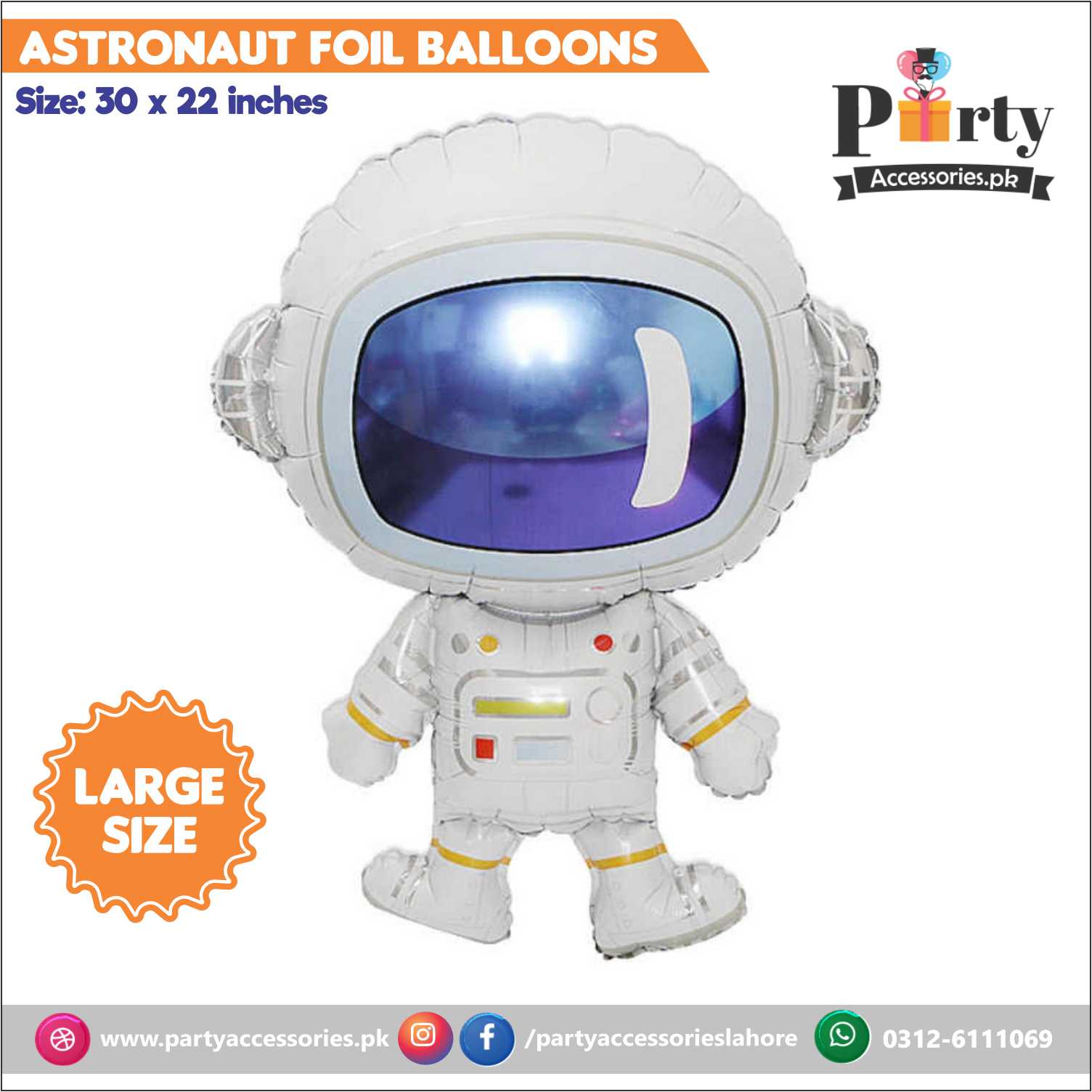 Outer Space Theme Exclusive Birthday Large Size Foil Balloon Astronaut Shape