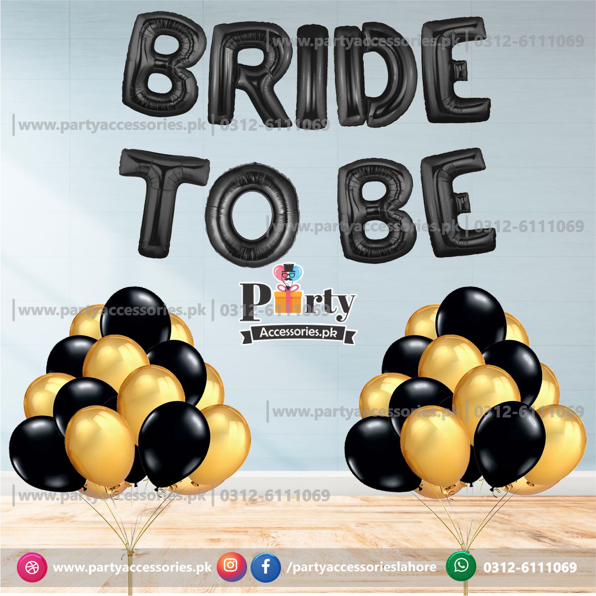 bride to be foil balloons  black 