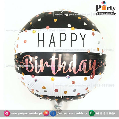 Happy birthday Printed Round foil balloon stripes design