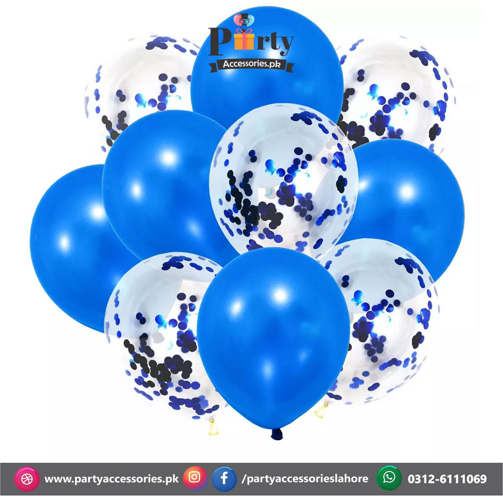 Blue confetti balloons set 