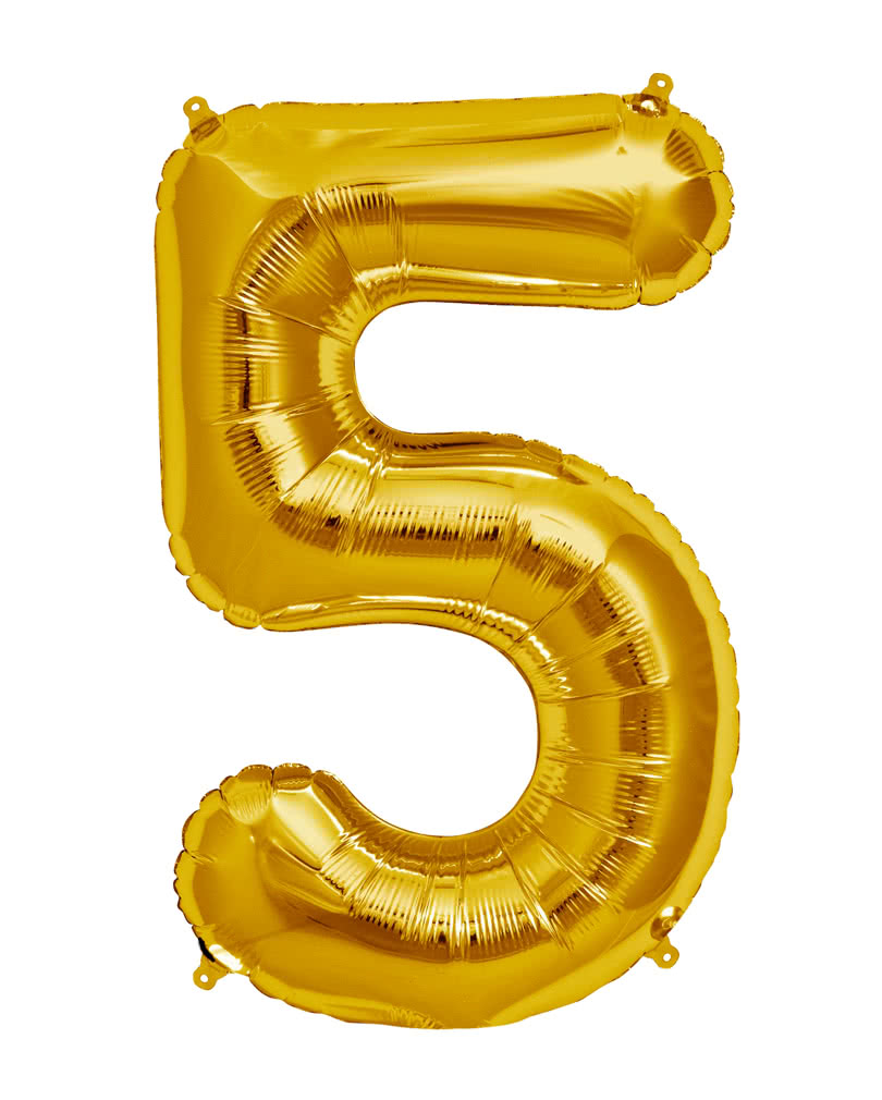 golden 5 number foil balloon