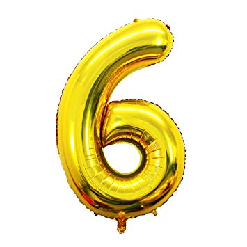 golden 6 number foil balloon