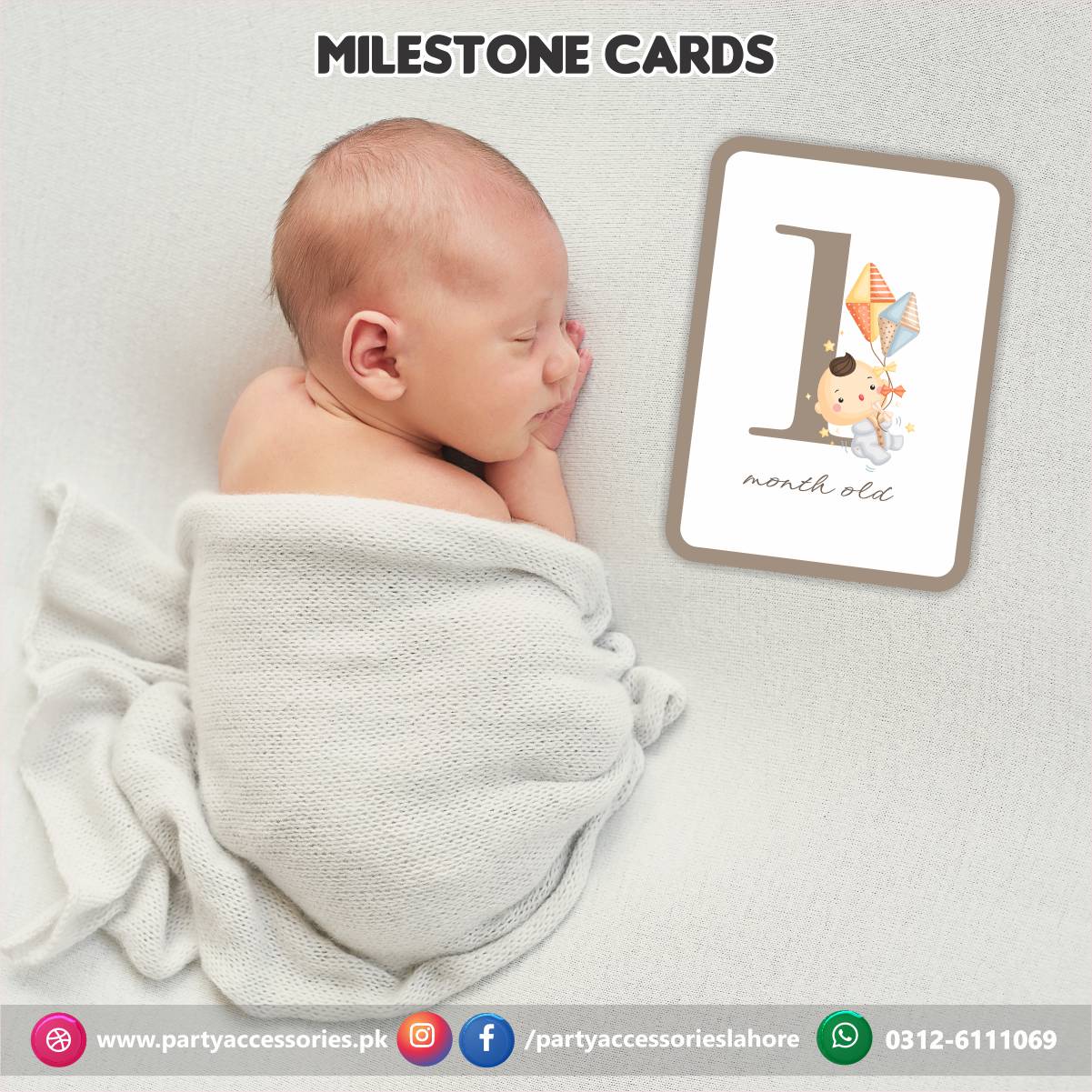 Baby milestone Photo cards set | New Born Photo shoot Baby Photo cards Gift set of 12 cards 