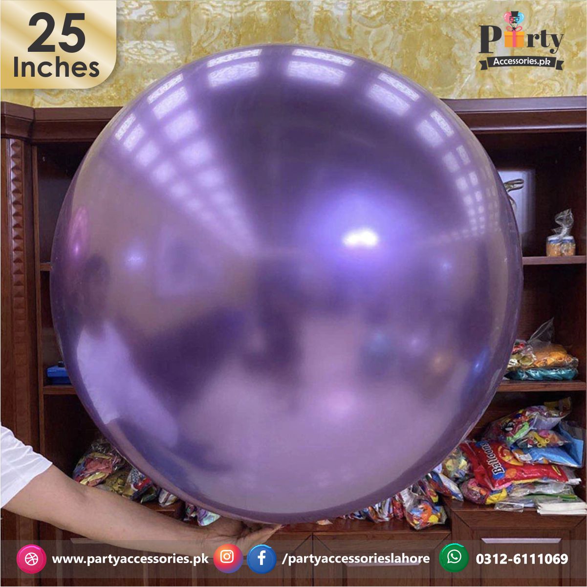 Jumbo Chrome Balloons 25 inches in purple