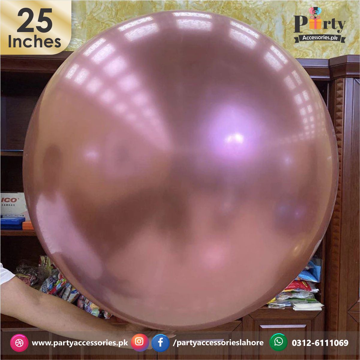 Jumbo Chrome Balloons 25 inches in rose gold