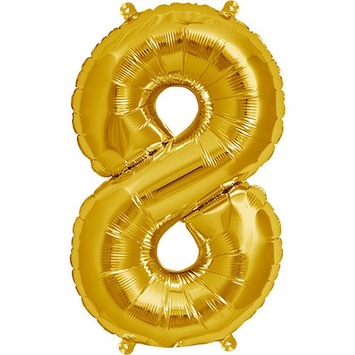 golden 8 number foil balloon