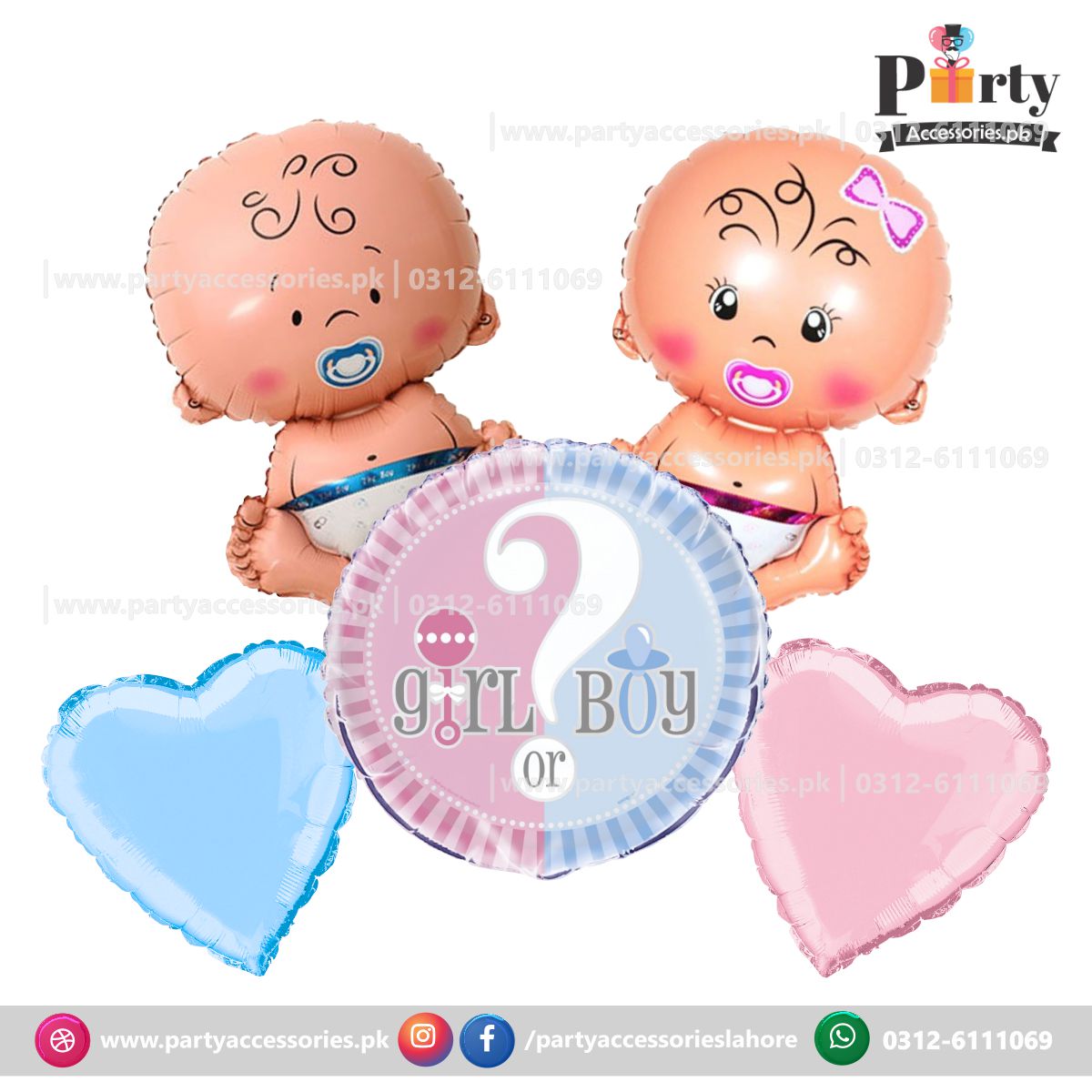 Gender Reveal decoration | Baby Shower Celebration Large foil balloons set of 5 pcs Boy or girl?