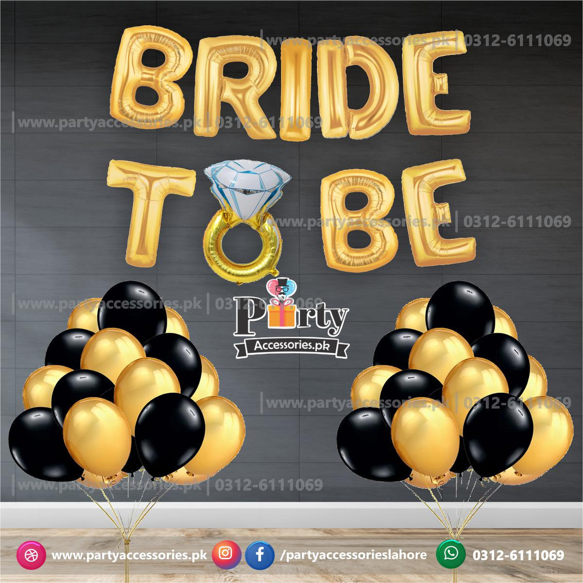 Bride to be foil ballon set in golden 