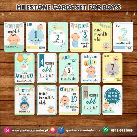 New Born Baby milestone | Photo cards | Photoshoot Baby | Photo cards Gift set of 16 month cards For Boy