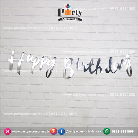 Happy birthday Cutout Banner in silver