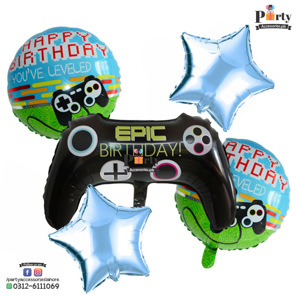 Game On themed birthday exclusive foil balloons set of 5 pcs