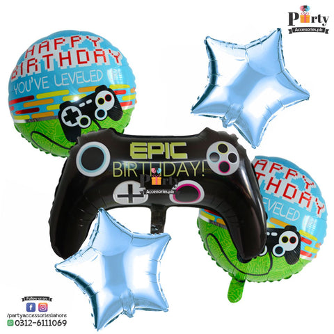 Game On themed birthday exclusive foil balloons set of 5 pcs