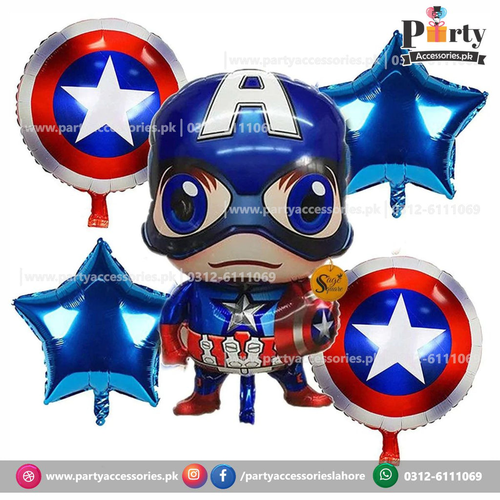 Captain America Theme Birthday Party Balloons | Captain America | Shaped  Foil Balloons Set