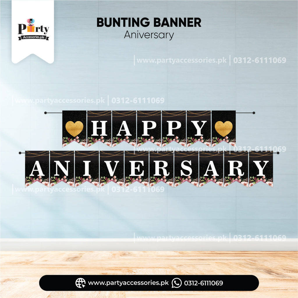 black theme anniversay bunting banner