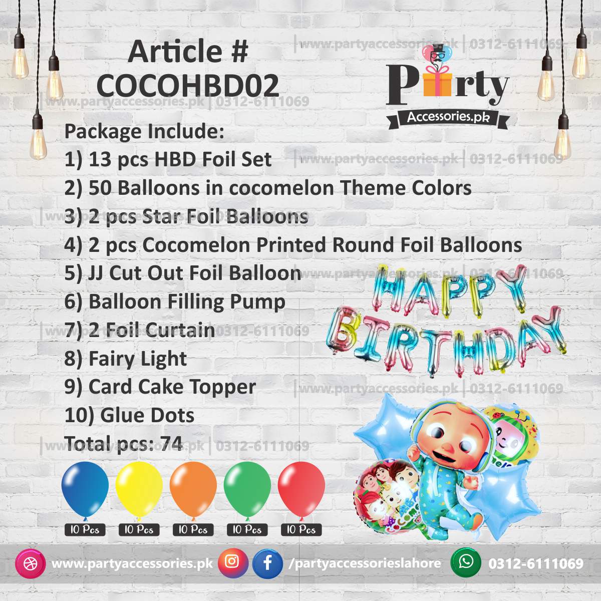 Coco Melon theme birthday Party decoration kit | Party Accessories | Foil Balloons