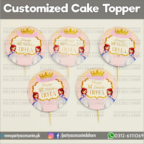 Princess Sofia theme birthday cupcake toppers set Round