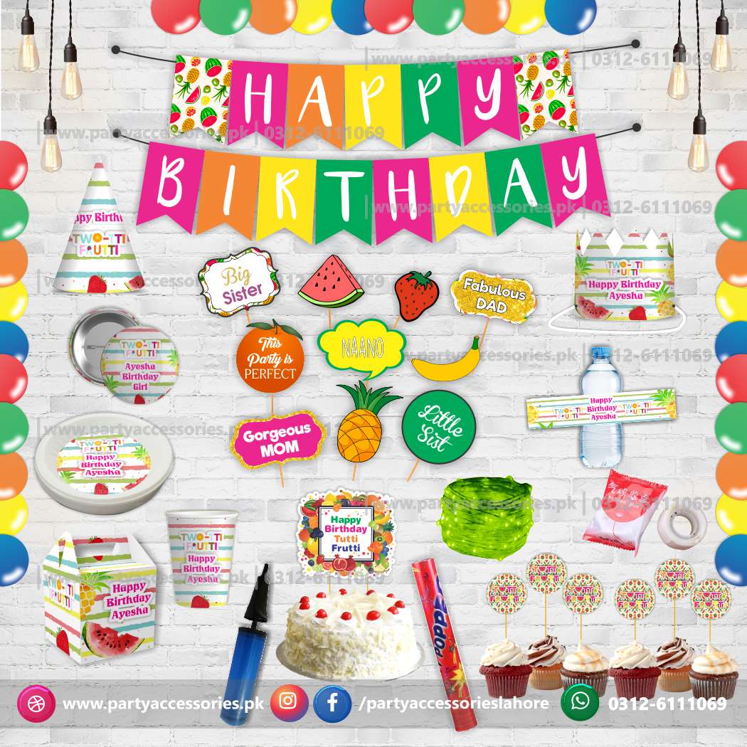 Tutti Fruiti theme birthday Party decoration kit | Premium deal | Foil Balloons