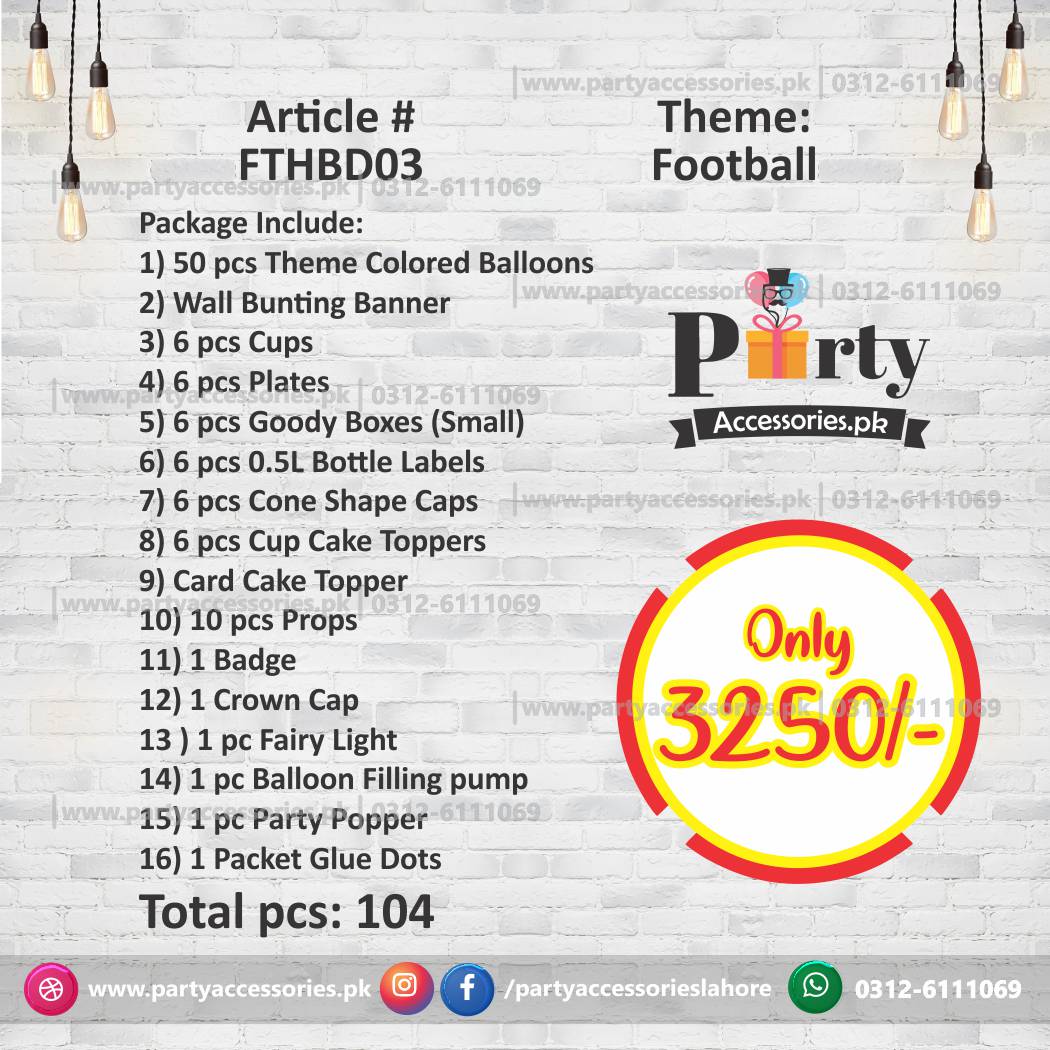 Football theme birthday Party decoration kit | Premium deal | Foil Balloons