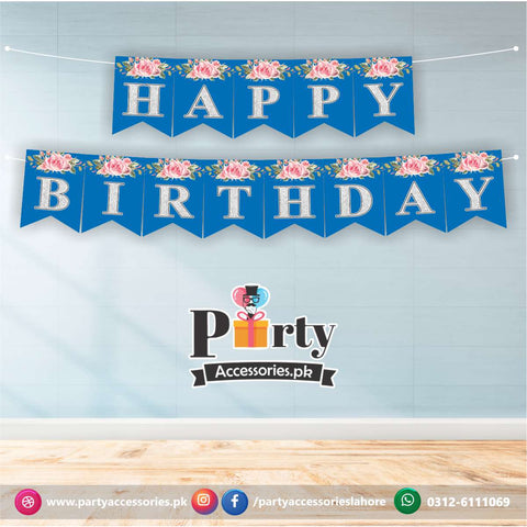 Happy Birthday  bunting banner in blue 