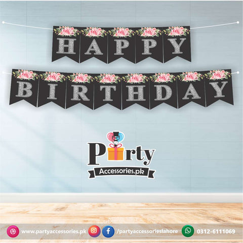 Happy Birthday  bunting banner in silver