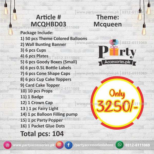 Mcqueen theme birthday Party decoration kit | Premium deal | Foil Balloons