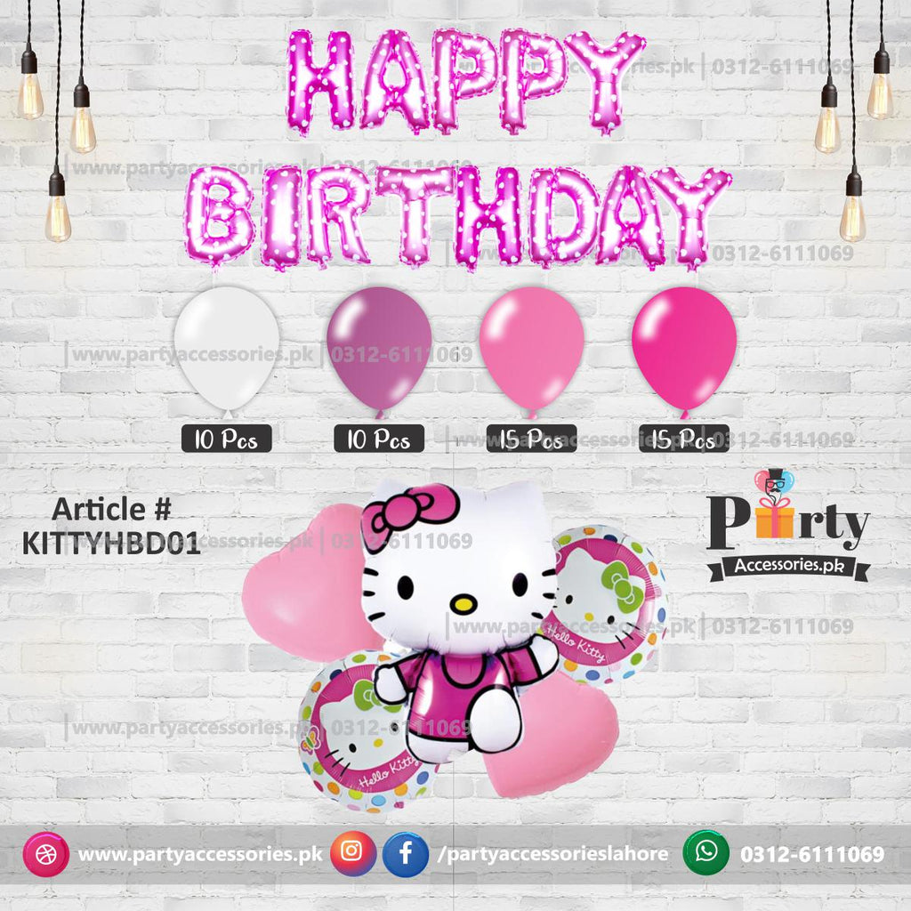 Hello kitty Theme Birthday Party Decoration | Foil Balloons Set | Budget Deal