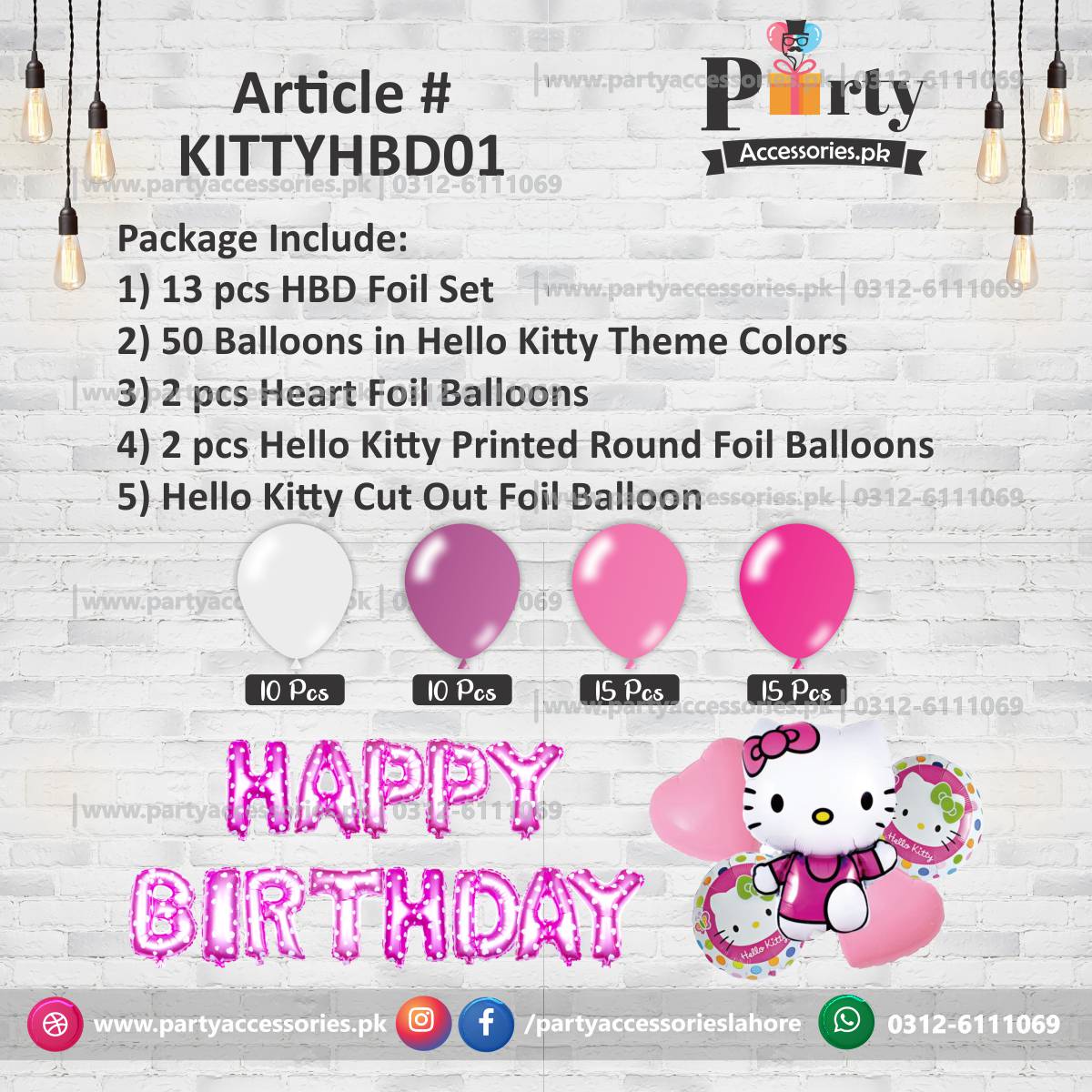 Hello kitty theme birthday decoration balloons set | Budget Deal