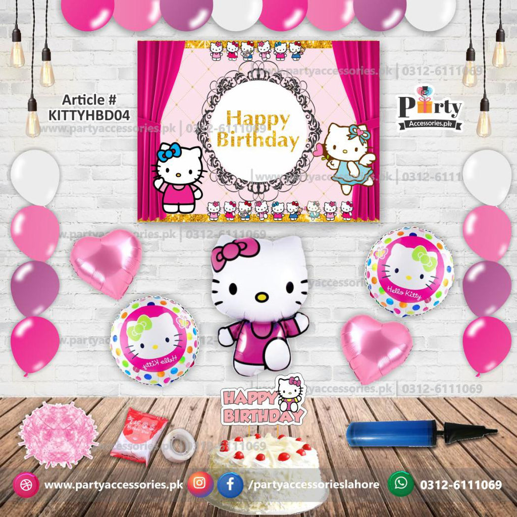 Hello Kitty theme birthday Party decoration kit | Backdrop | Foil Balloons