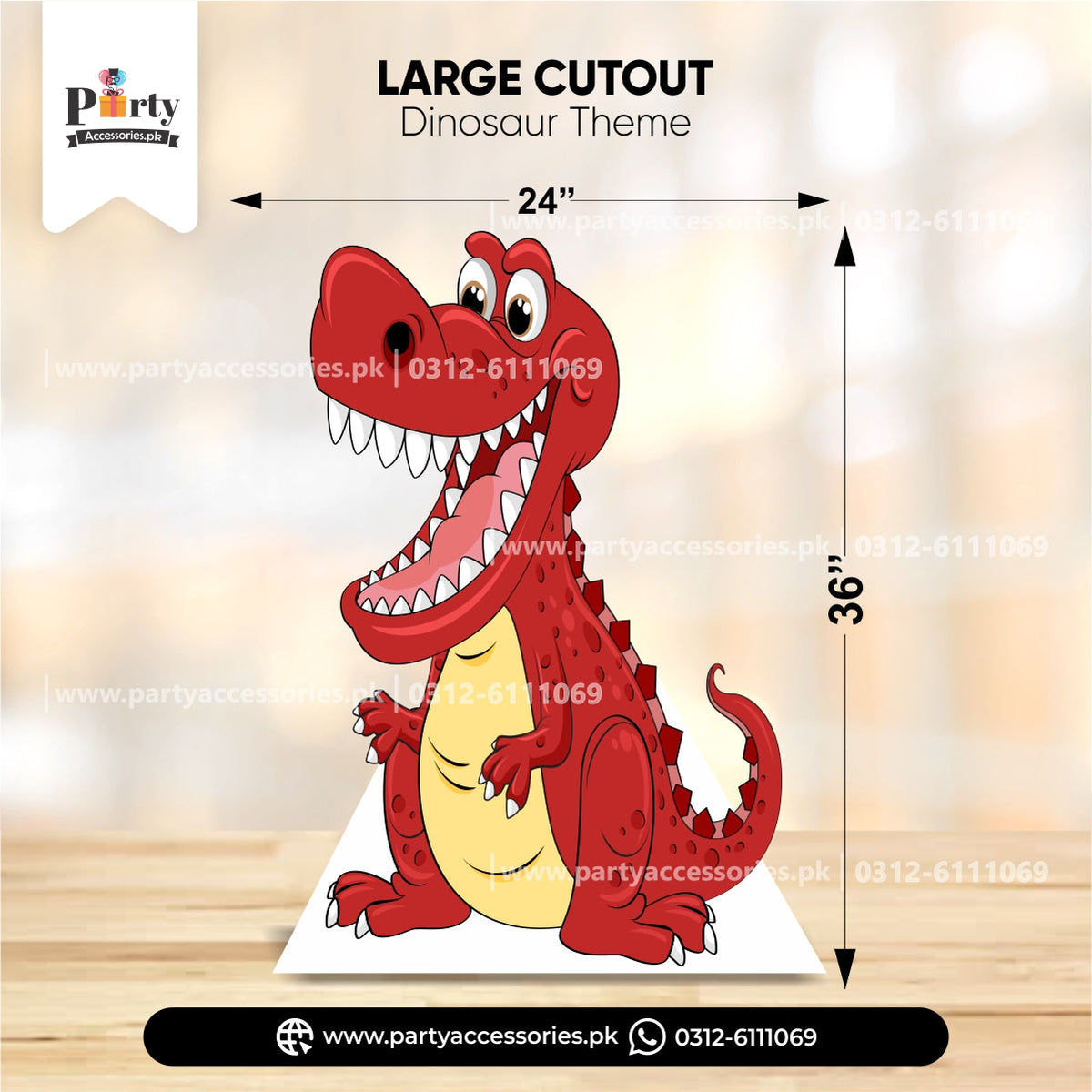 red dino floor standee for birthday decorations 